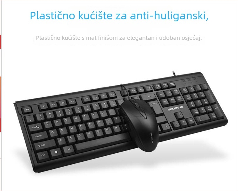 Žični USB set tipkovnice i miša, model M1000, 1600dpi optički senzor, USB sučelja, pogodno za prijenosnike, kućnu i uredsku upotrebu