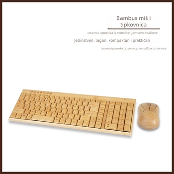 CR-065 Bežični set tipkovnice i miša od bambusa – Bluetooth tipkovnica i Bluetooth miš, 1200dpi, ergonomski, pozadinsko osvjetljenje