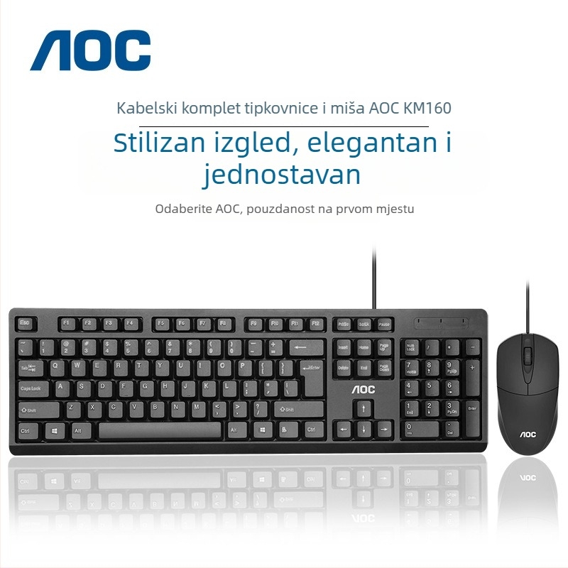 KM160 USB set tipkovnice i miša, 1200dpi optički, ergonomski