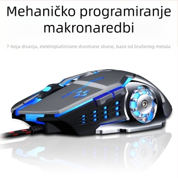 Thunderwolf V6 gaming miš, žični USB, 3200 DPI, 6 tipki, 1,5 m kabel, optički senzor