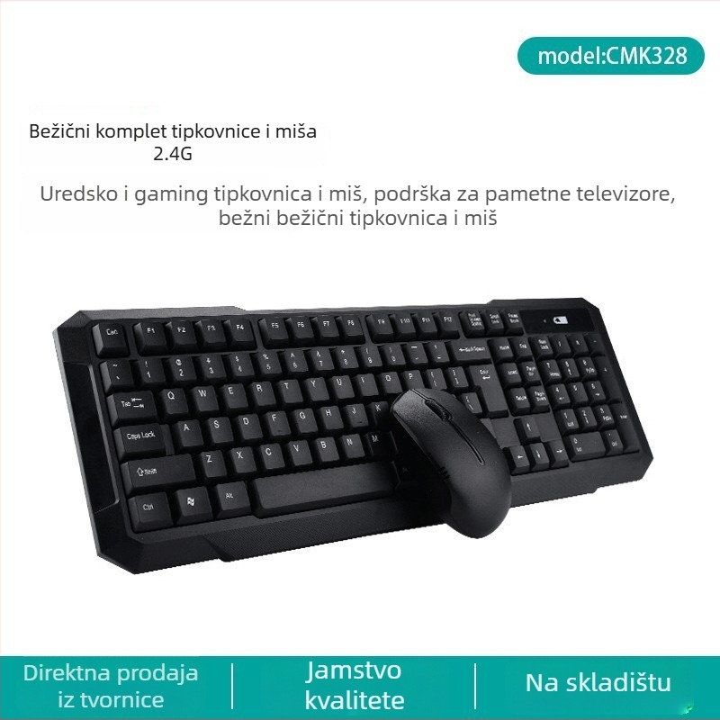 2.4G bežični set tipkovnice i miša – USB tipkovnica i USB miš, optički miš 1600 DPI, pozadinsko osvjetljenje, ergonomski dizajn