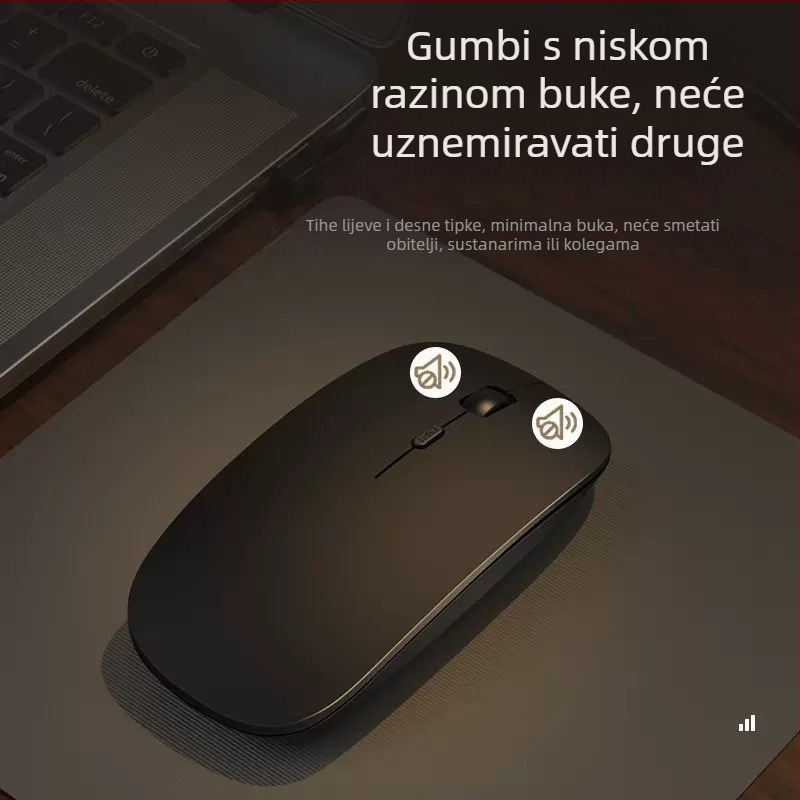 Punjiva Bluetooth bežični tiha miš s dvostrukim načinom rada, kompatibilan s tabletima, stolnim računalima i prijenosnim računalima