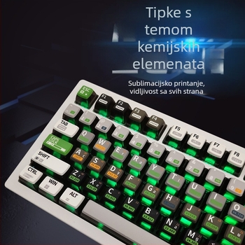 Set plastičnih kapica za tipke, ASA visina profila, petostrano sublimiranje, tema kemijskih elemenata, potpuno set