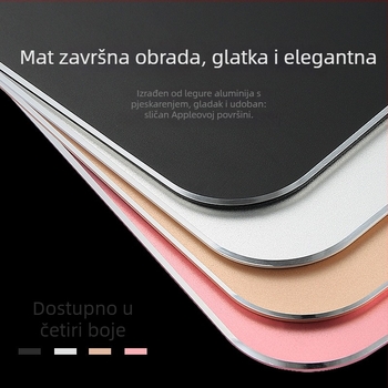 Podložak za miš od aluminijske legure, dimenzije 245 × 202 mm, jednostruka mat površina od metala, mogućnost tiska logotipa