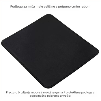 Mala gaming podloga za miš s protukliznim rubovima, potpuno crna, jedne boje stolna podloga za ured i dom, prilagodljiva