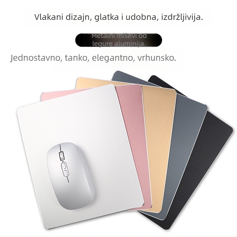 Dvostruka metalna podloga za miš od aluminijske legure, 220×180×2 mm, uredska veličina