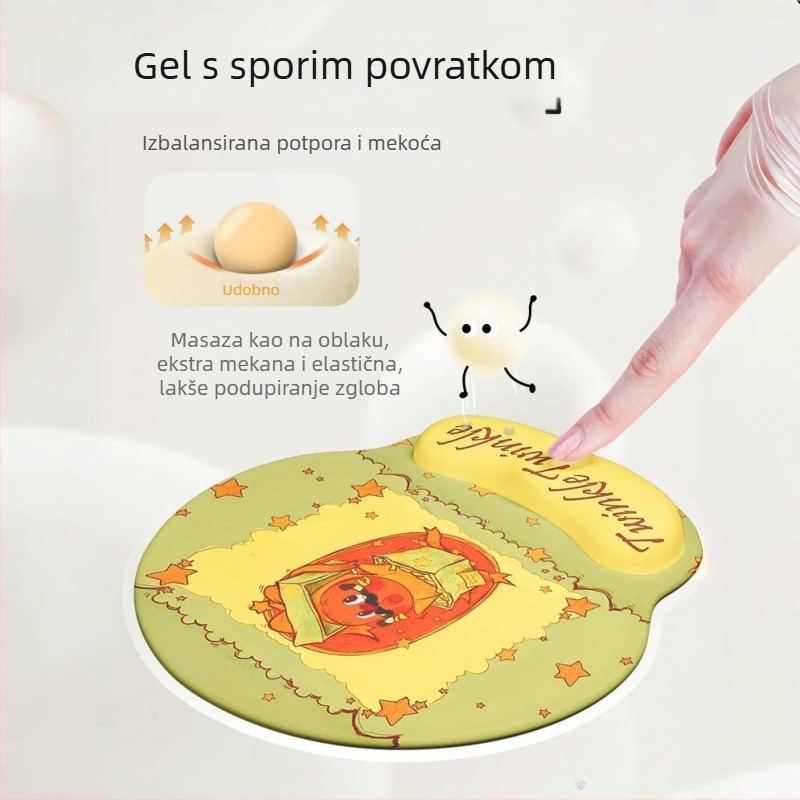 Podloga za miš s podrškom zapešća – gumena podloga, japanski minimalistički stil, oblik zapešća, protuklizna, za ured i laptop