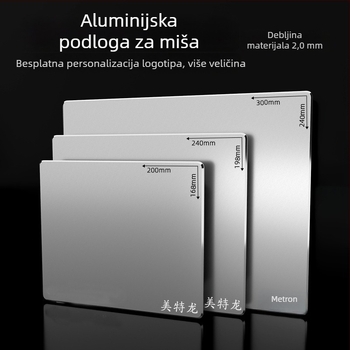 Metron MP200 Metalna podložnica za miš za igre i ured – stolna podloga, protuklizna, strojna obrada, tisak logotipa
