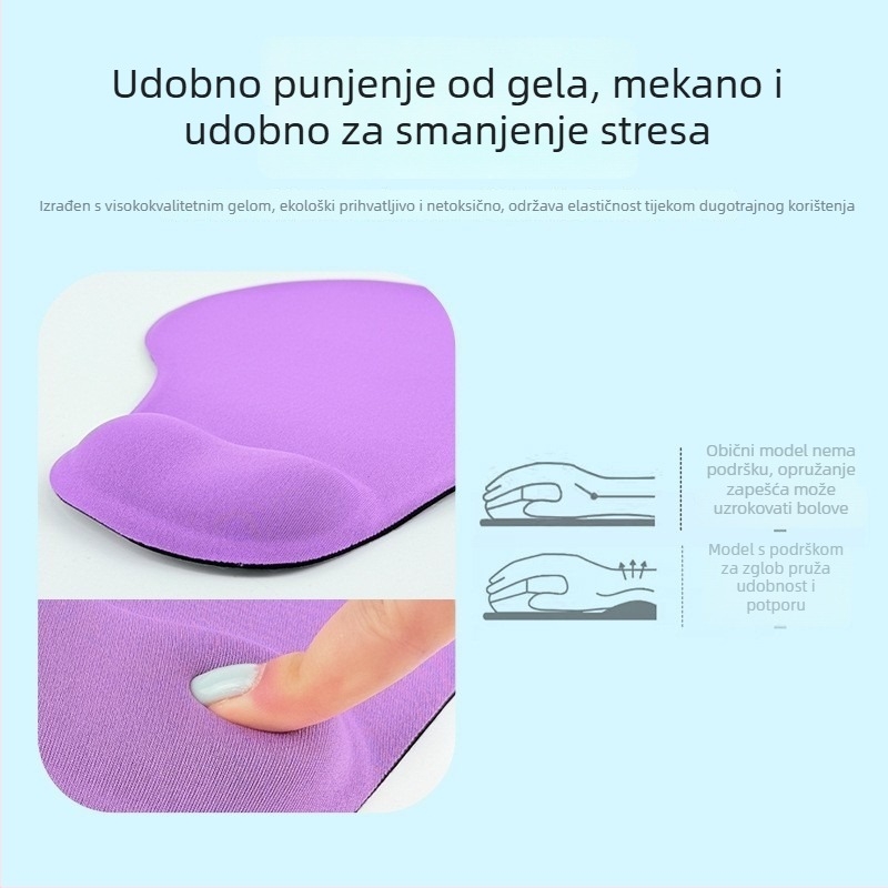 Silikonska podloga za miš s naslonom za zglob, protuklizna memorijska pjena, 190×230 mm, jednostrana, prilagodljiv logotip, za ured