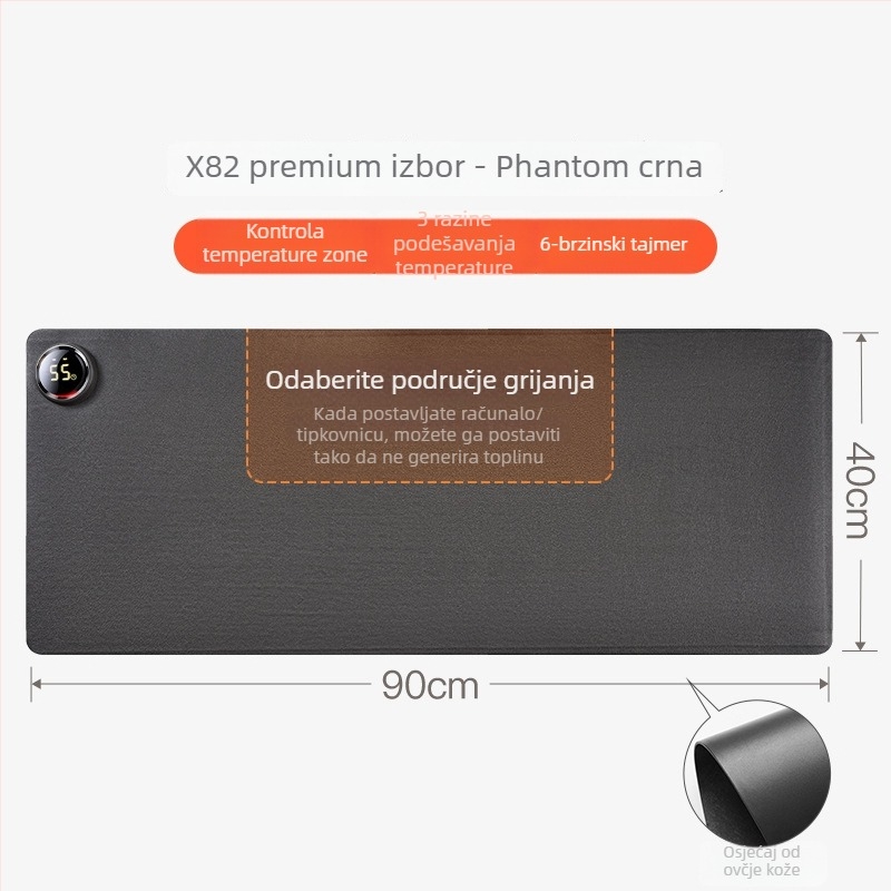 Xinke grijnačka za stol s napajanjem iz utičnice, 220V, 80W, električni membranski način grijanja, PVC kućište, inteligentna kontrola temperature