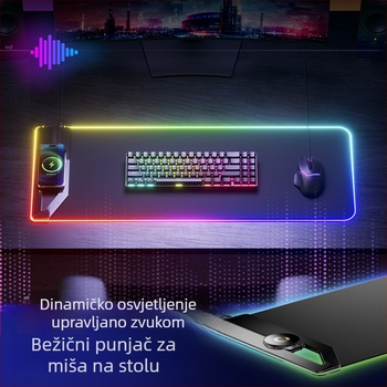 Gaming podloga za miš s efektom osvjetljenja, model k3238, prirodna guma, injekcijsko oblikovanje, mogućnost ispisa logotipa.