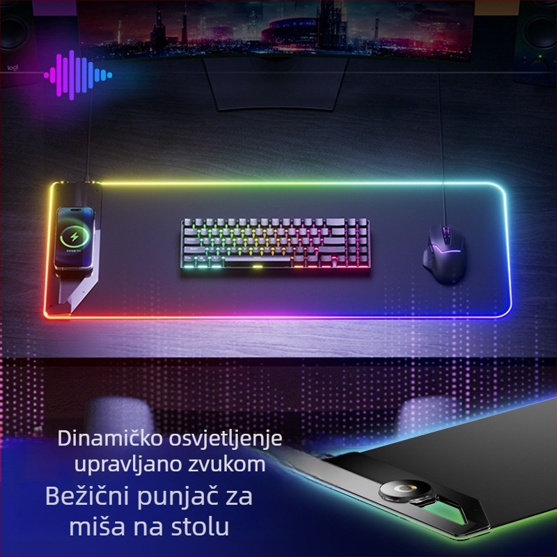 Gaming podloga za miš s efektom osvjetljenja, model k3238, prirodna guma, injekcijsko oblikovanje, mogućnost ispisa logotipa.