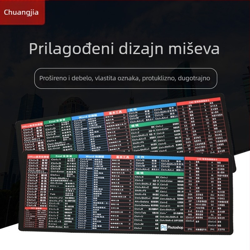 Gumeni podložak za miš za stol, protuklizni, termički prijenos tiska i zatvoren rub, prilagođene slike