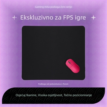 Crna minimalistička premium podloga za miš, za ured i gaming, gumena podloga, jednostrana, protuklizna, otisak toplinskog prijenosa