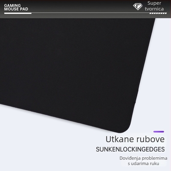 Crna minimalistička premium podloga za miš, za ured i gaming, gumena podloga, jednostrana, protuklizna, otisak toplinskog prijenosa