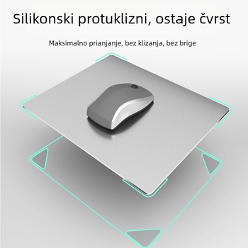 Ultra-tanka podloga za miš od aluminijske legure, metalna za gaming i ured, otporna na habanje i prijenosna, debljina 2 mm