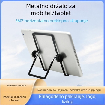 Stolni trokutasti metalni držač za iPad, mobitel i tablet; sklopivi, okretni, težina 0,12 kg