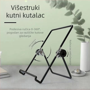 Stolni trokutasti metalni držač za iPad, mobitel i tablet; sklopivi, okretni, težina 0,12 kg