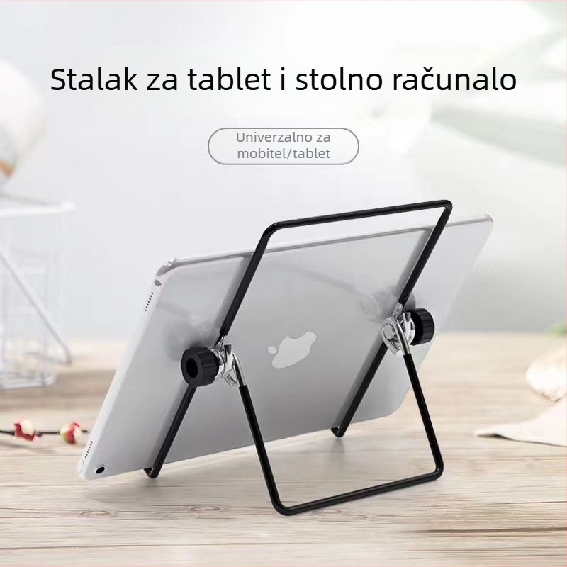 Stolni trokutasti metalni držač za iPad, mobitel i tablet; sklopivi, okretni, težina 0,12 kg