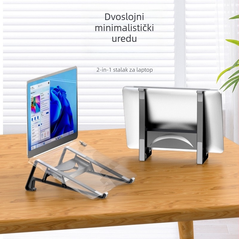Cahezo stalak za laptop s bočnim držačem, 2-in-1 vertikalno/horizontalno korištenje, plastika, model 002, težina 0,2 kg