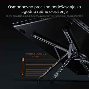 4-u-1 nosač za prijenosno računalo i tablet od aluminijske legure, sklopiv, univerzalni, model E05, 185 g
