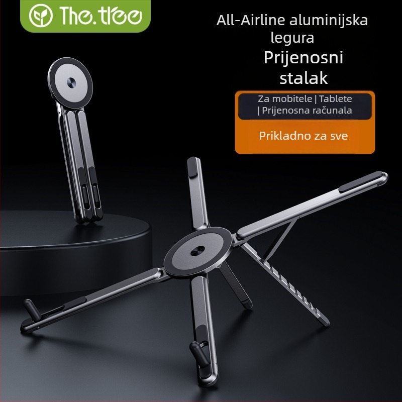 4-u-1 nosač za prijenosno računalo i tablet od aluminijske legure, sklopiv, univerzalni, model E05, 185 g