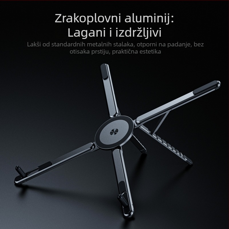 4-u-1 nosač za prijenosno računalo i tablet od aluminijske legure, sklopiv, univerzalni, model E05, 185 g