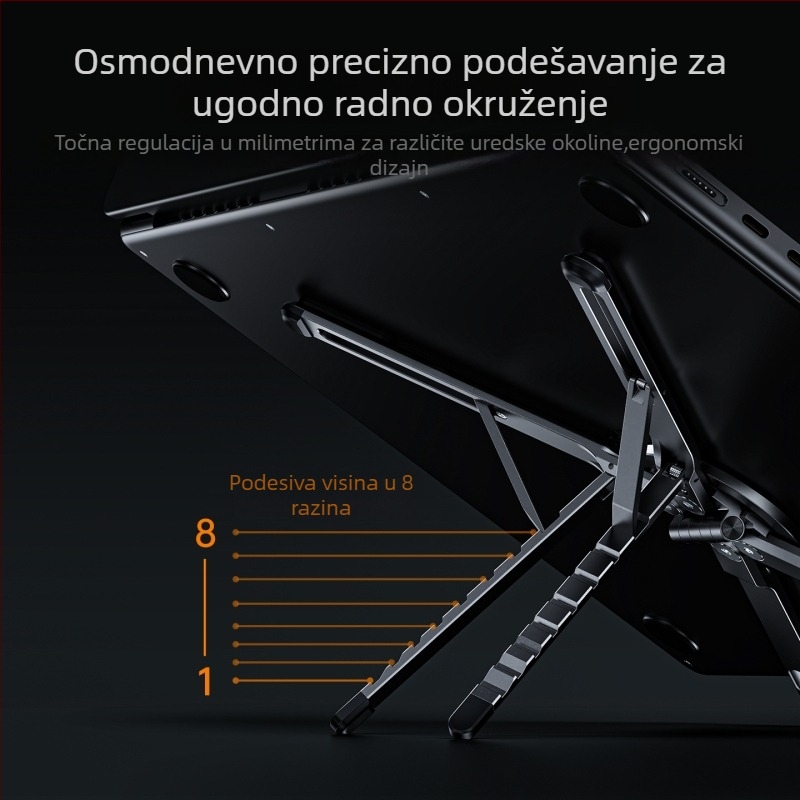 4-u-1 nosač za prijenosno računalo i tablet od aluminijske legure, sklopiv, univerzalni, model E05, 185 g