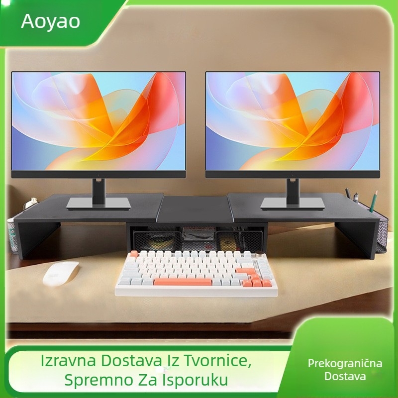 Aoyao dvoetažni nosač monitora od željeza za stolno računalo, pokretni, modernog dizajna