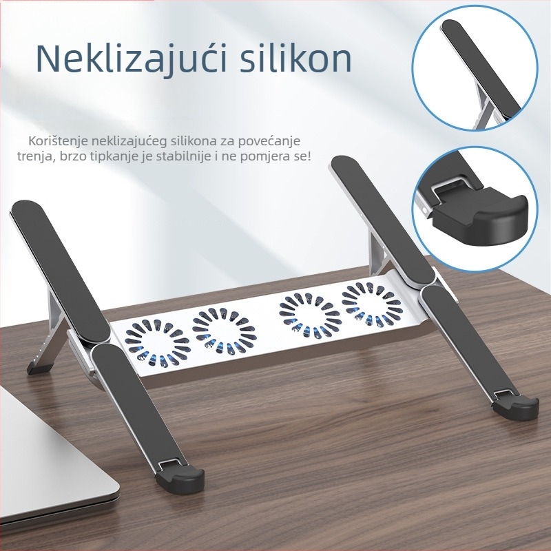 Sklopivi držač od aluminijske legure za laptop/tablet, model X17, 222 g, prijenosno uz hlađenje