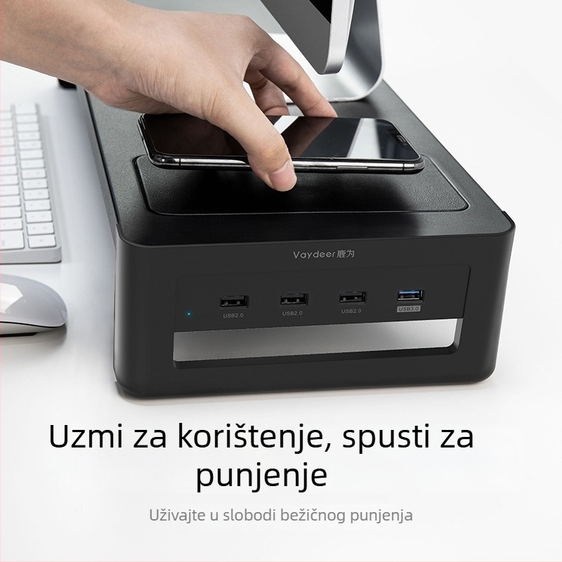 Stalak za monitor računala s podiznim dijelom i pločom za pohranu, metalni okvir