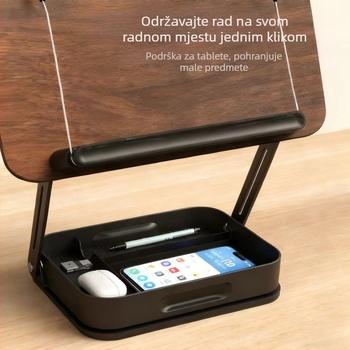 Stalak za notebook/tablet/desktop, drvena konstrukcija, okretan, model R51h, duljina kabla 340 mm