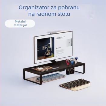 Metalni stolni držač monitora, 1-etažni, minimalistički dizajn s nosačem, bez montaže, desktop skladištenje
