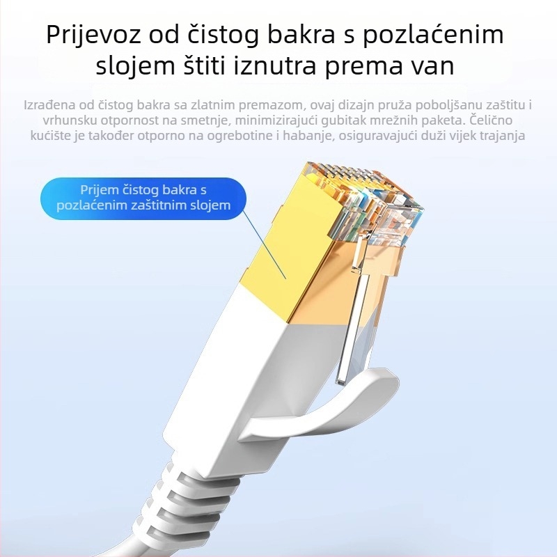 CAT6 plosnati neekranirani Ethernet patch kabel, 32 AWG OFC, RJ-45 8P8C, 1000 Mbps, unutarnja upotreba, više od 30 m