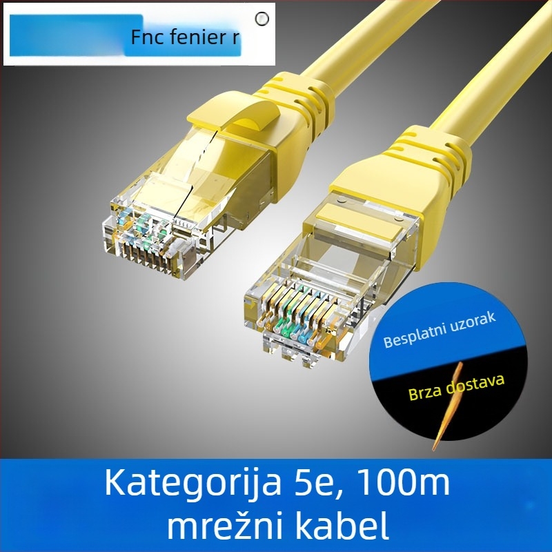 Feinier Žuti Cat5e unutarnji Ethernet kabel za kućnu upotrebu, RJ-45 konektori, duljine 10/20/30 m, spreman za upotrebu