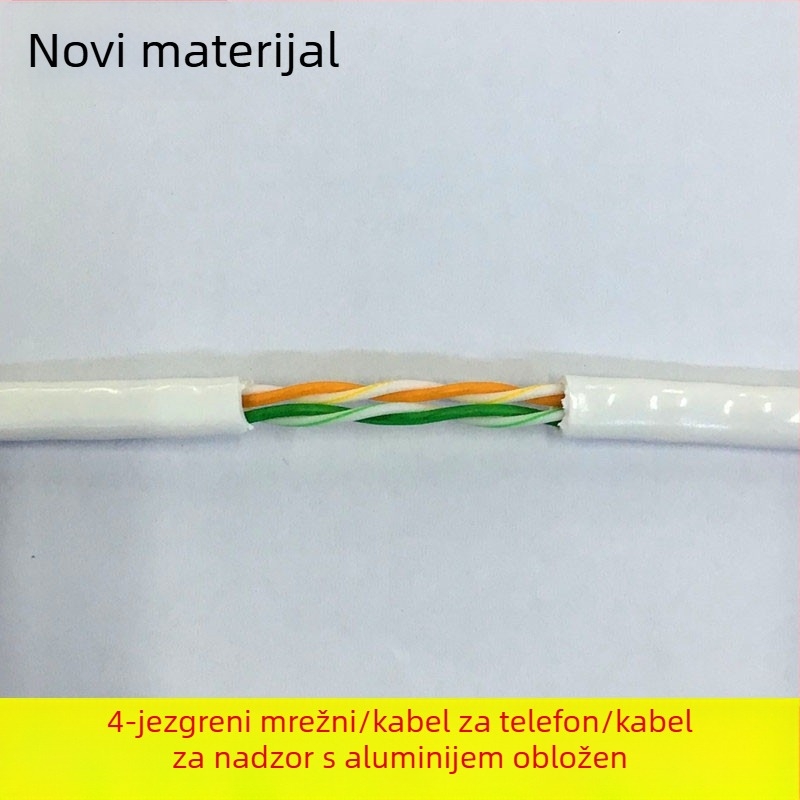 4-žični mrežni kabel s bakrovim oblogom na aluminiju, vodiči 0,5 mm², 100 Mbps, -30 do 65°C, pogodan za računalne nadzorne mreže