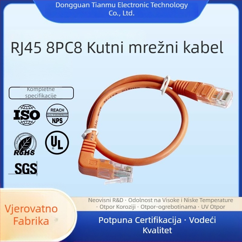 TM Kutni mrežni adapter kabel za računala i prekidače, brzina prijenosa 50, vučna čvrstoća 20