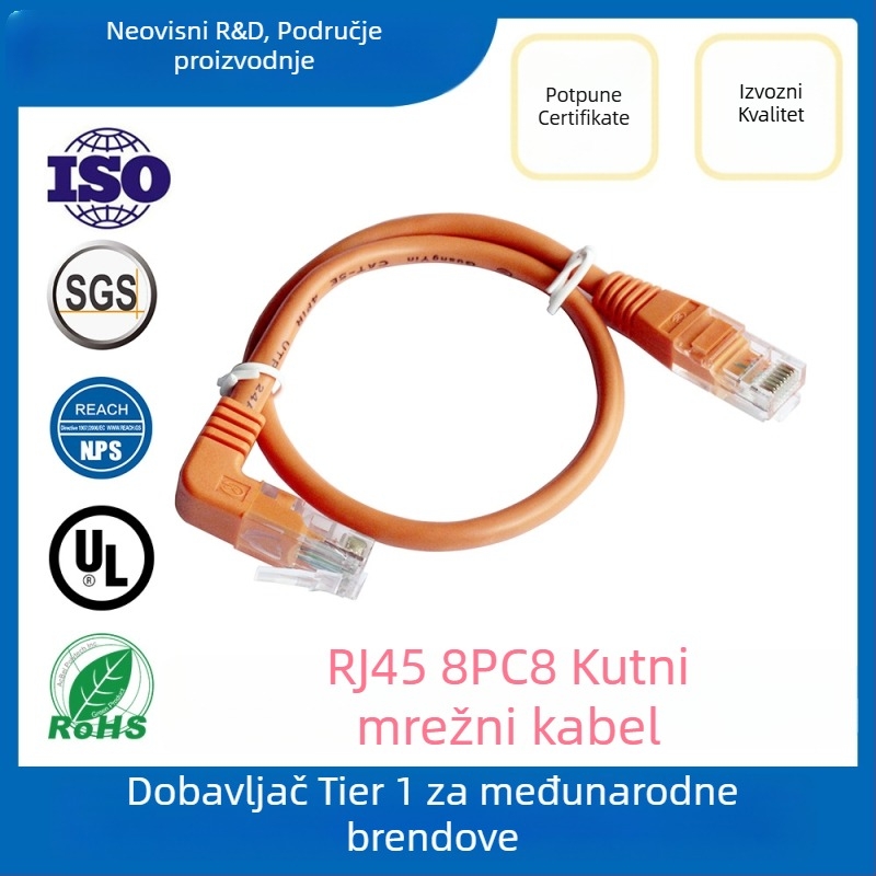 TM Kutni mrežni adapter kabel za računala i prekidače, brzina prijenosa 50, vučna čvrstoća 20