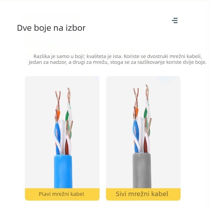 Kabl mrežni Cat5e/Cat6, gigabitni, bakar bez oksidacije, za kućnu upotrebu, PoE za nadzor, duljina 300 m, bez ekrana