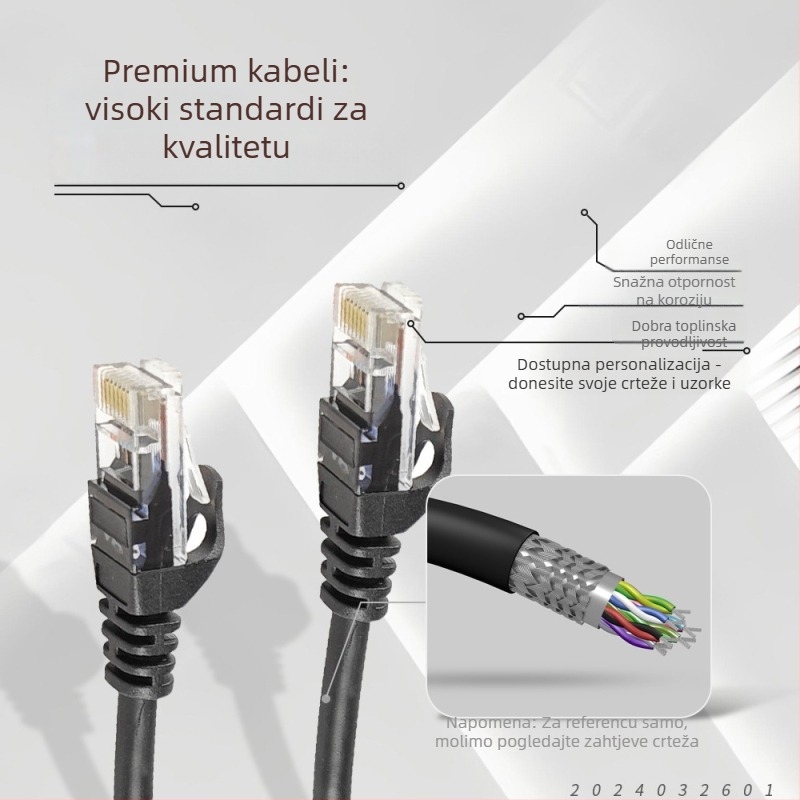 RJ45 dvostruka kristalna glava injekcijski teleskopski CAT6 mrežni kabel, 10 Gbps, prilagođen prema crtežima