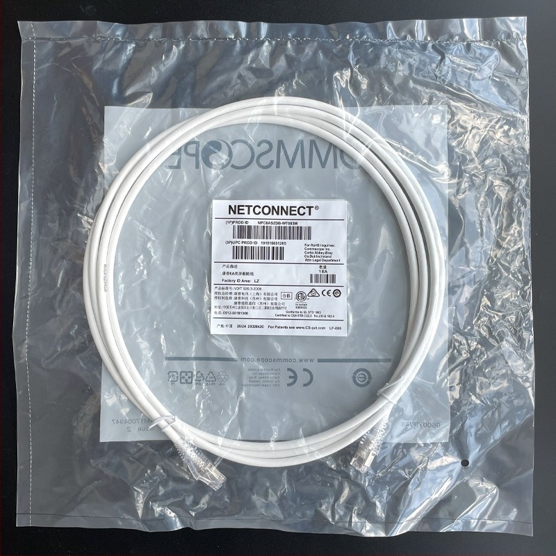 Commscope Cat 6A Shielded Jumper, Model NPC6ASZDB-WT003M, 1 Gbps, za računarski mrežni prekidač, radna temperatura -20 °C do +60 °C, temperatura skladištenja -20 °C do +60 °C, sila naprezanja 90 N