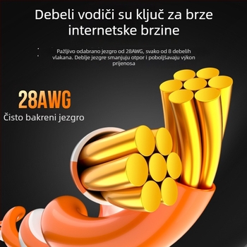Cat7 pleteni zaštićeni RJ45 patch kabel, OFC, dvostrani štit, model BR-C7SBC-01, -10 °C do 60 °C