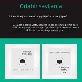 CAT6 Ethernet patch kabel s 90° zavojem, twisted pair, RJ-45, unutarnja uporaba, gigabit