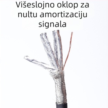 Cat8 mrežni kabel – model cat8, brzina prijenosa 40 Gbps, radna temperatura 20–65°C, temperatura skladištenja 20–65°C, otpornost na naprezanje 1000, za računala i prekidače