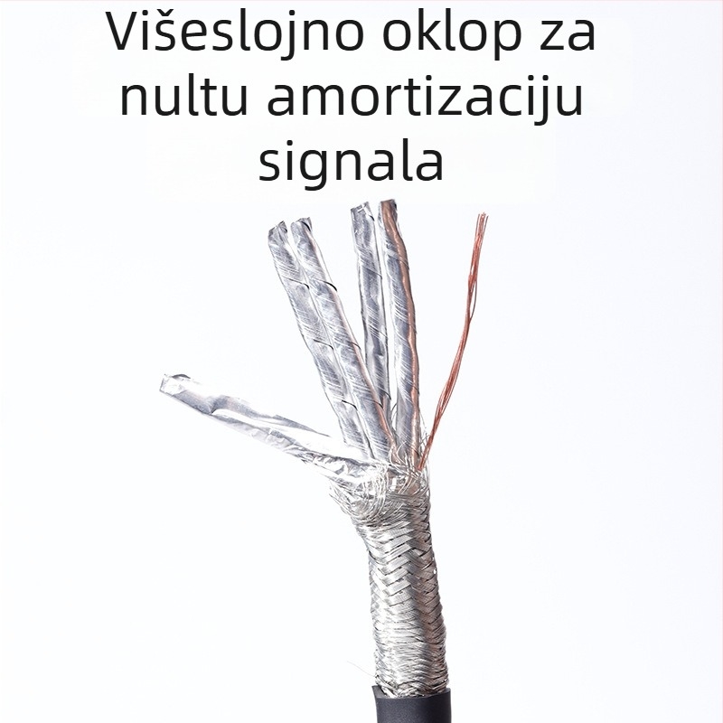 Cat8 mrežni kabel – model cat8, brzina prijenosa 40 Gbps, radna temperatura 20–65°C, temperatura skladištenja 20–65°C, otpornost na naprezanje 1000, za računala i prekidače