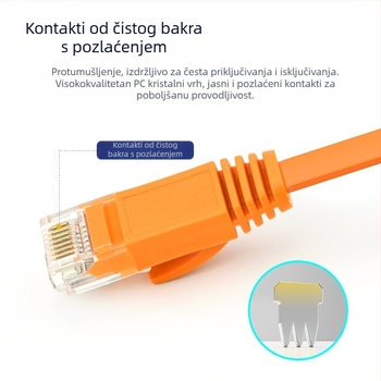 U-KCOM CAT6a oklopljeni plosnati gigabitni Ethernet kabel – čisti bakar