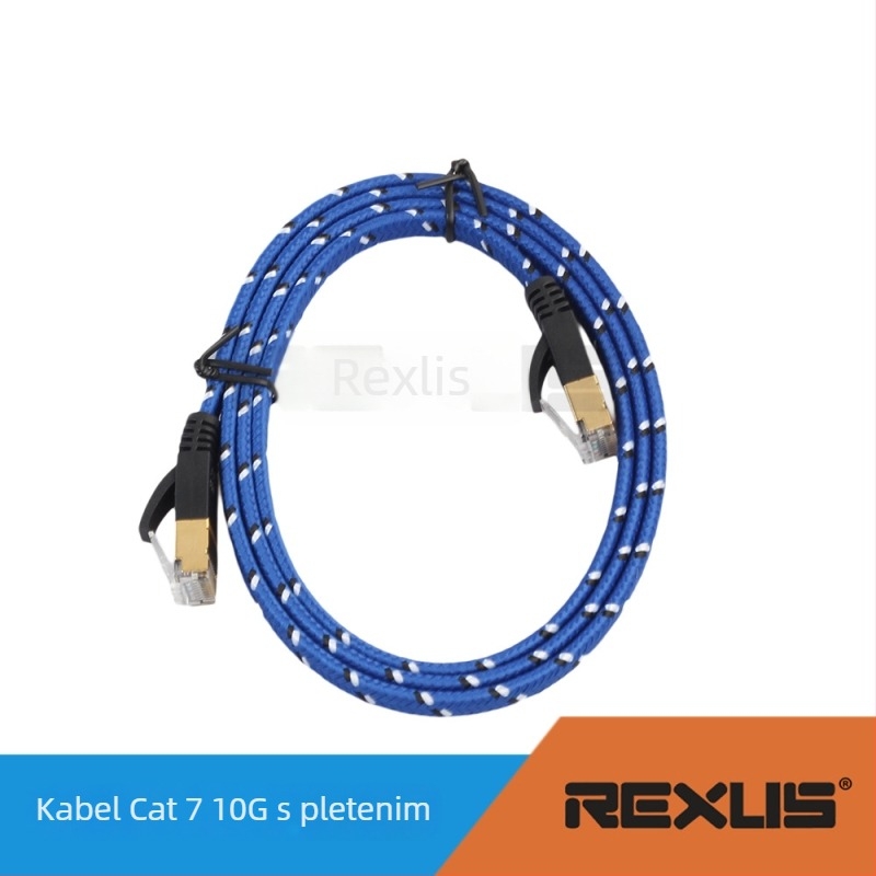 Cat7 plosnati pleteni dvostruko oklopni mrežni kabel s RJ-45 konektorom, bakreni vodiči, uvijene pare, do 10 Gbps