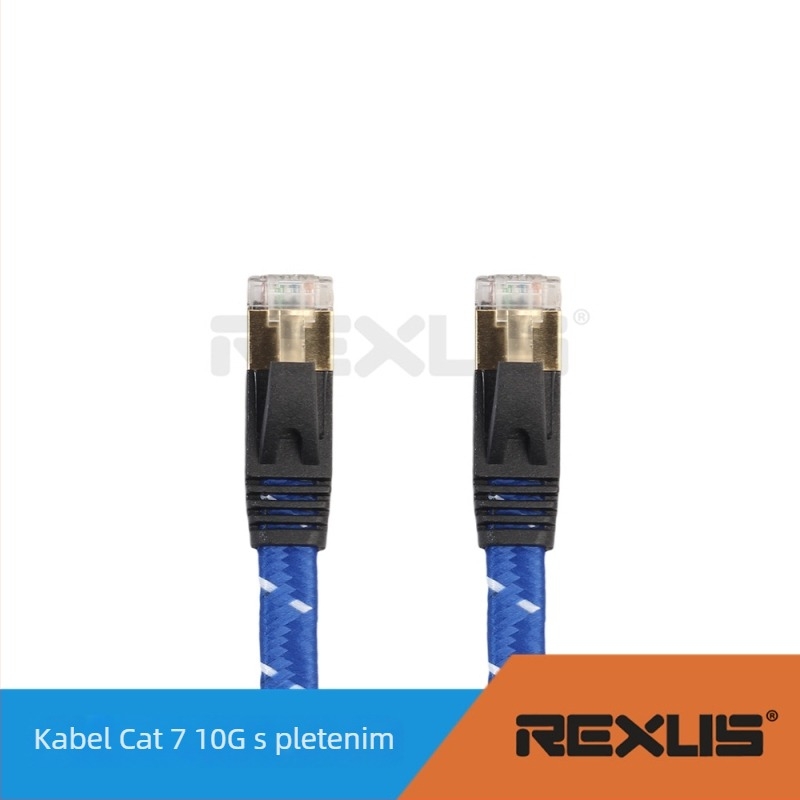 Cat7 plosnati pleteni dvostruko oklopni mrežni kabel s RJ-45 konektorom, bakreni vodiči, uvijene pare, do 10 Gbps