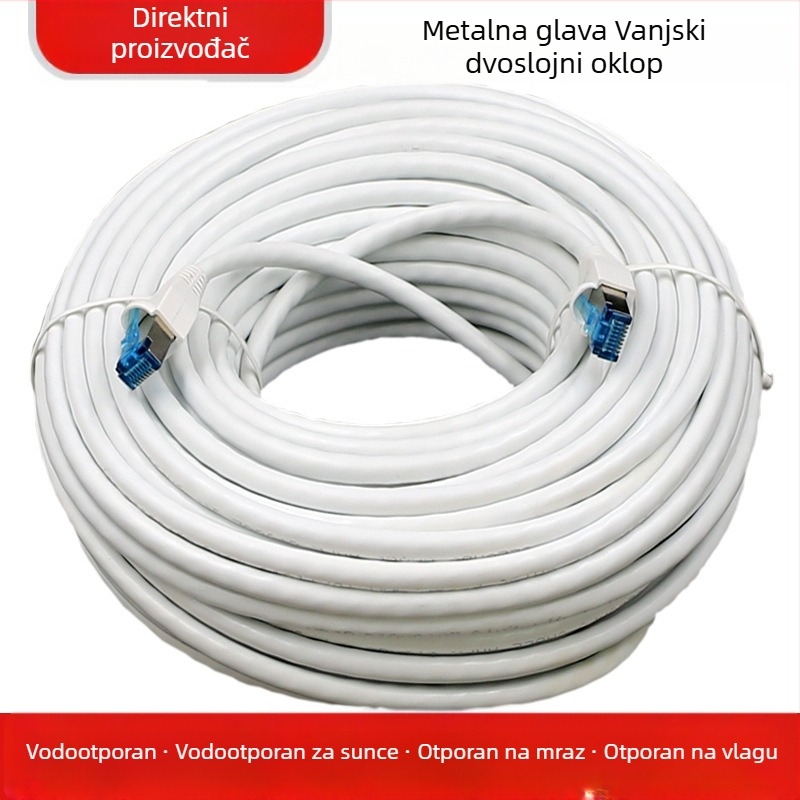 Vanjski Cat5e mrežni kabel za nadzor, vodootporan, 8 žica u uvijenom paru, gotov RJ-45 patch kabel