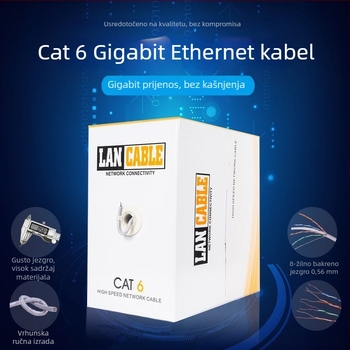 Cat6 mrežni kabel, neekraniran, 8 jezgri, RJ-45, bakar bez oksidacije, 1000kps